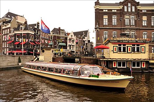 船,运河,市中心,阿姆斯特丹,荷兰,欧洲