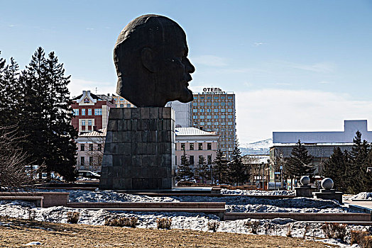 亚洲,俄罗斯,西伯利亚,乌兰巴托,雕塑,头部