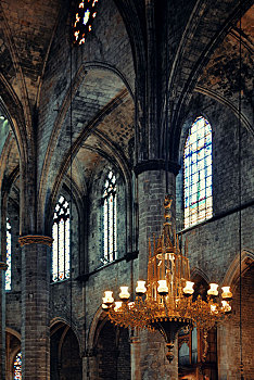 大教堂,圣玛丽亚大教堂,灯,特写,巴塞罗那,西班牙
