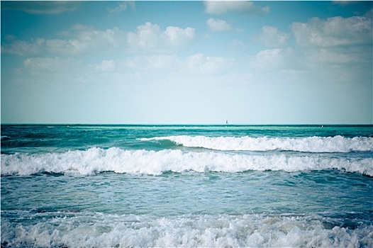 蓝色海洋,白色,波浪