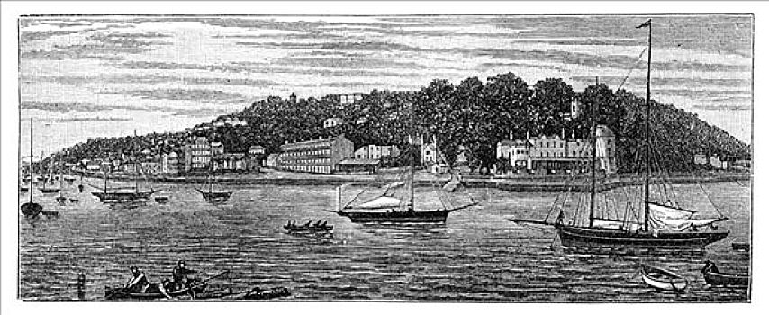 港口,怀特岛,19世纪,艺术家,未知