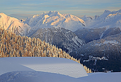 冬季风景,风景,罗纳河谷,贝特默阿尔卑,阿莱奇地区,瓦莱,瑞士,欧洲