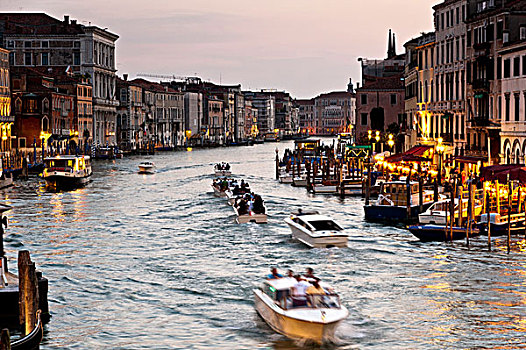 大运河,黃昏,威尼斯,意大利,欧洲