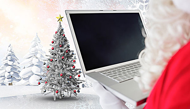 圣诞老人,笔记本电脑