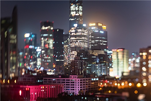 移轴镜头中的北京国贸夜景