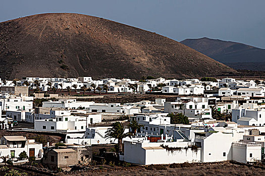 白色,建筑,火山,背影,兰索罗特岛,加纳利群岛,西班牙,欧洲
