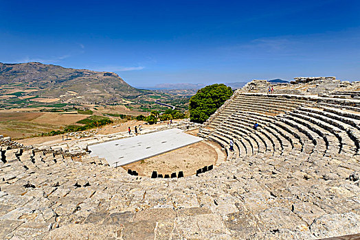 剧院,塞杰斯塔,希腊,寺庙,省,特拉帕尼,西西里,意大利,欧洲