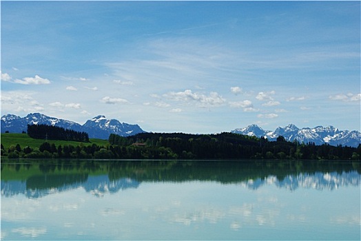湖,阿尔卑斯山,巴伐利亚,德国