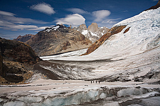 几个,远足,冰河,织布机,背景,洛斯格拉希亚雷斯国家公园,阿根廷