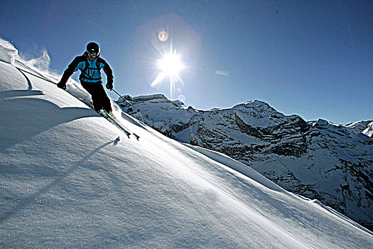 法国,阿尔卑斯山,自由滑行者