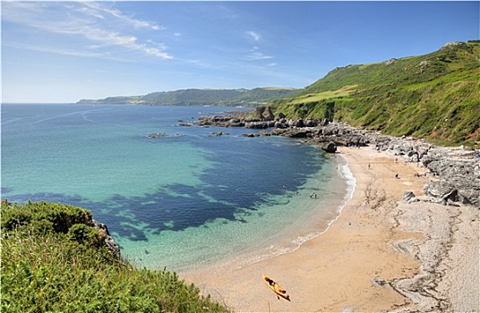 德文郡,海岸线,夏天