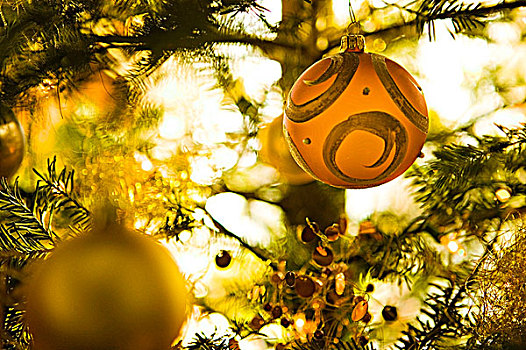 圣诞装饰,树,蒙特利尔,魁北克,加拿大