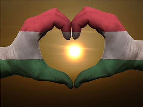 心形,喜爱,手势,彩色,匈牙利,旗帜