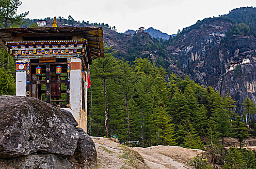 佛塔,途中,向上,虎穴寺,寺院,悬挂,悬崖,不丹