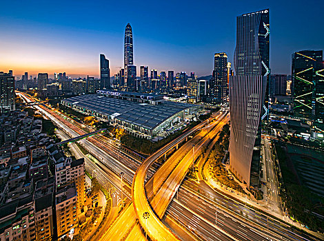 中国广东深圳福田中心区都市夜景