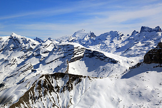 阿尔卑斯山,全景,瑞士,山,航拍