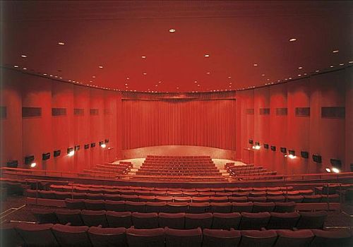 舞台,空,音乐厅,交响乐,舞台幕布,红色,剧院,座椅,排