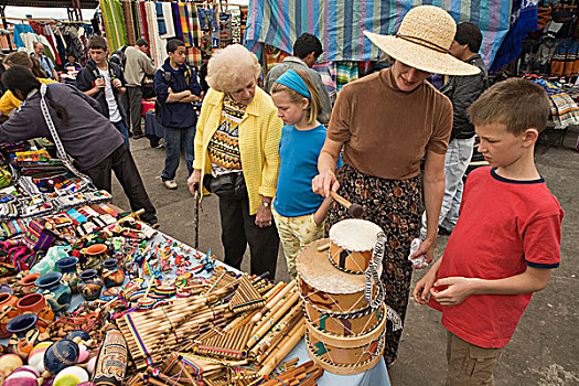 厄瓜多尔,家庭,旅游,购物,市场,土著人,围绕,乡村