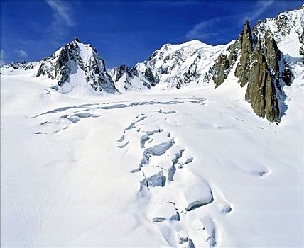勃朗峰,东方,结冰,缝隙,皱叶甘兰,阿尔卑斯山,法国,欧洲