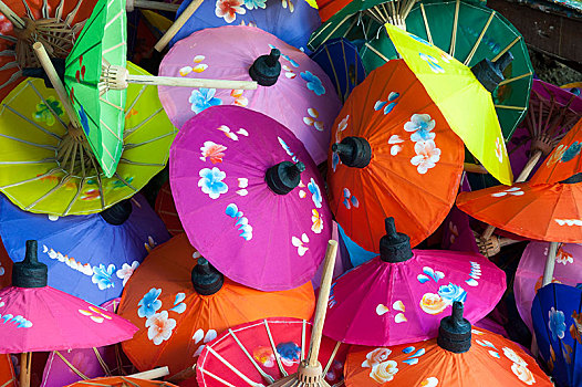 手制,彩色,纸,伞,清迈,北方,泰国,亚洲