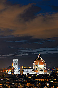 佛罗伦萨大教堂,天际线,夜晚
