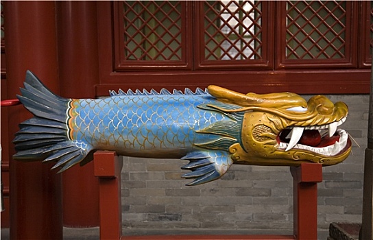木质,龙,鱼,钟,佛教寺庙,北京,中国