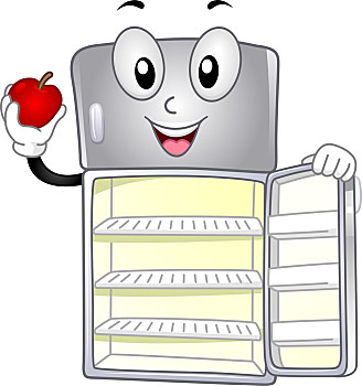 冰箱,吉祥物,插画,拿着,苹果