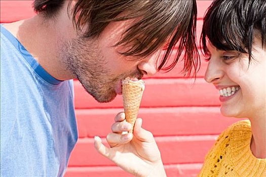 伴侣,分享,冰淇淋