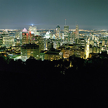 光亮,城市,夜晚,蒙特利尔,加拿大