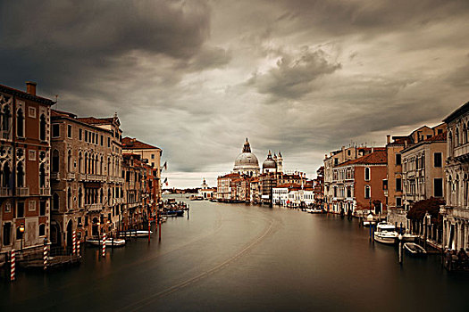 威尼斯,教堂,圣马利亚,行礼,运河,阴天,白天,长时间曝光,意大利