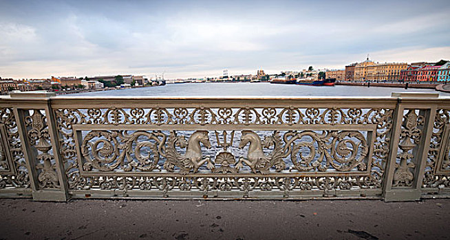 金属,栅栏,桥,第一,建造,涅瓦河,圣彼得堡,俄罗斯