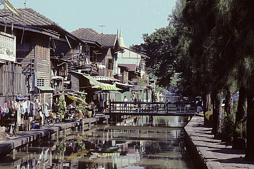 泰国,曼谷,房子,运河