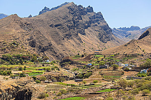 山谷,风景,靠近,圣安唐,佛得角