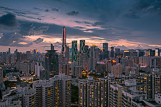 中国广东深圳福田中心区都市夜景