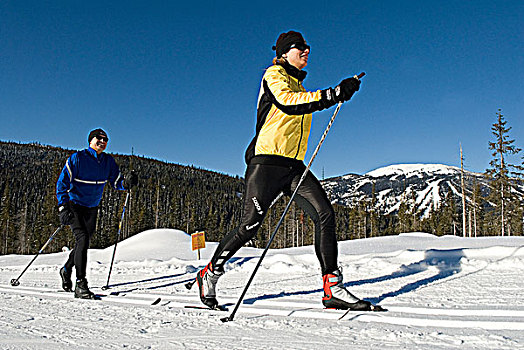 职业,伴侣,越野滑雪,太阳,顶峰,胜地,不列颠哥伦比亚省,加拿大