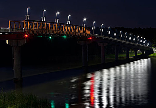 美国,阿肯色州,两个,河,桥,夜晚