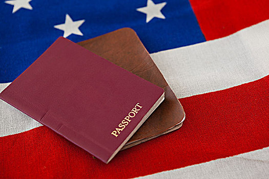 护照,签证,美国国旗,特写