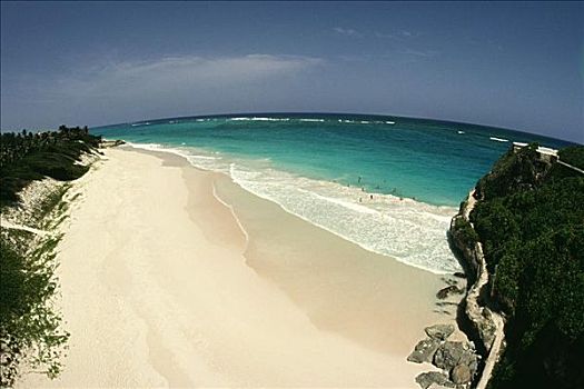俯拍,海滩,岛屿,巴巴多斯,加勒比海