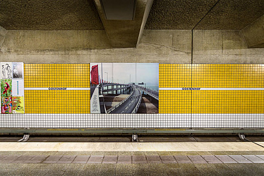 黄色,白色,瓷砖墙,地铁站,德国