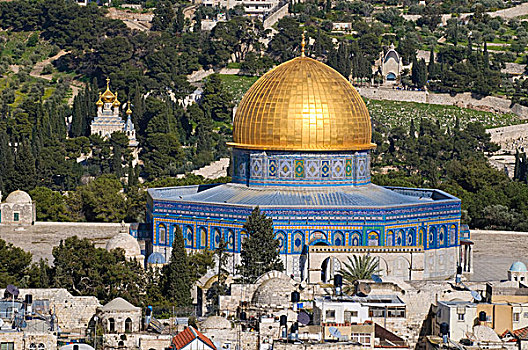 老城,风景,圣殿山,圆顶清真寺,耶路撒冷,以色列