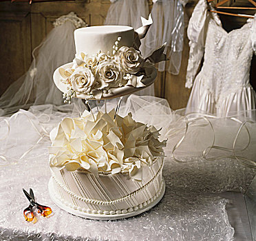 白色,帽子,婚礼蛋糕,婚纱,背景