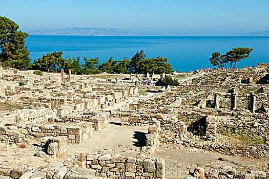 希腊,罗得斯,一个,三个,城镇,老式,挖掘,样板,古老,希腊风格,城市