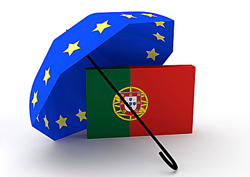 旗帜,葡萄牙,欧元,救助,伞,象征,插画