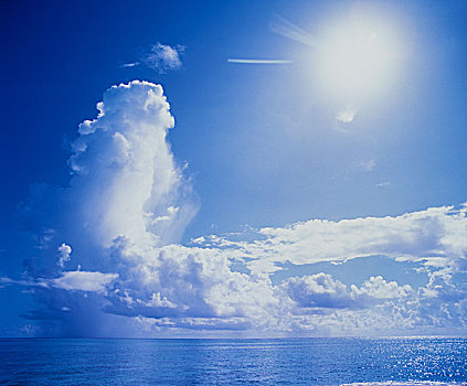 积雨云,云,太阳,海洋