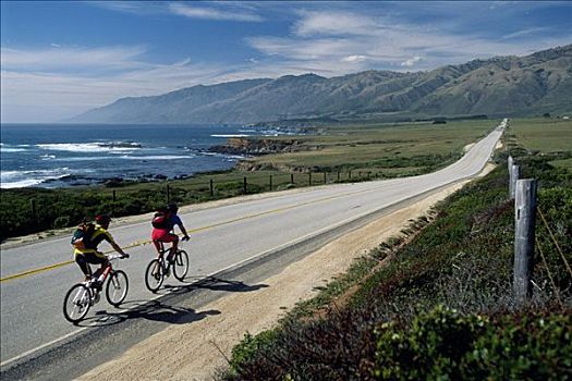 骑自行车,蒙特里,1号公路,加利福尼亚,美国