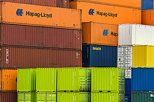 一堆,货物集装箱,鹿特丹,港口,荷兰