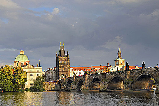 风景,查理大桥,伏尔塔瓦河,布拉格