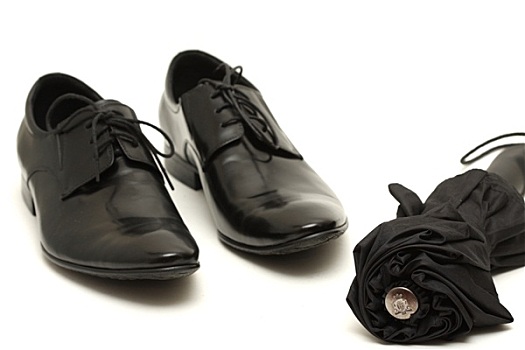 经典,黑色,鞋,伞