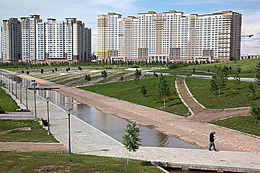 住宅,塔,风景,中心,阿斯塔纳,哈萨克斯坦