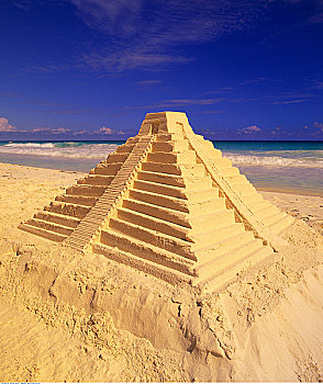 玛雅,沙子,金字塔,坎昆,墨西哥